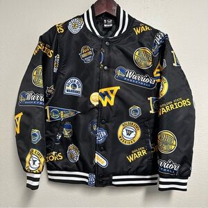 Ultra Game Youth Sz 10-12 Golden State Warriors Bomber Varsity Satin Jacket NWT
